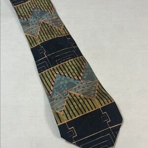 Vintage Format 100% Silk Geometric Abstract Print Men's Neck Tie Art Deco